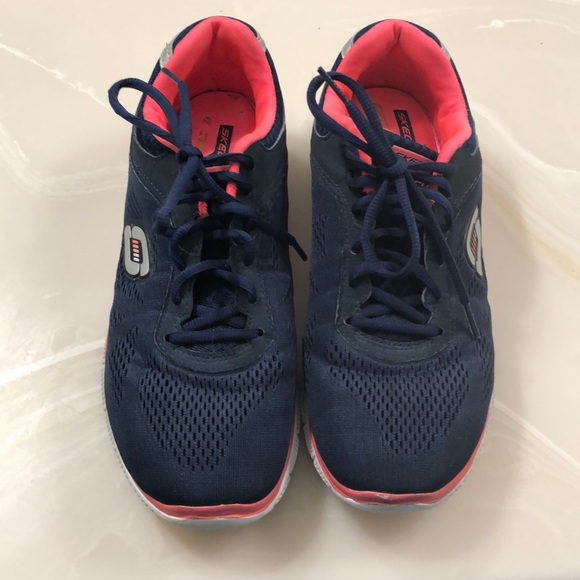 navy blue skechers memory foam